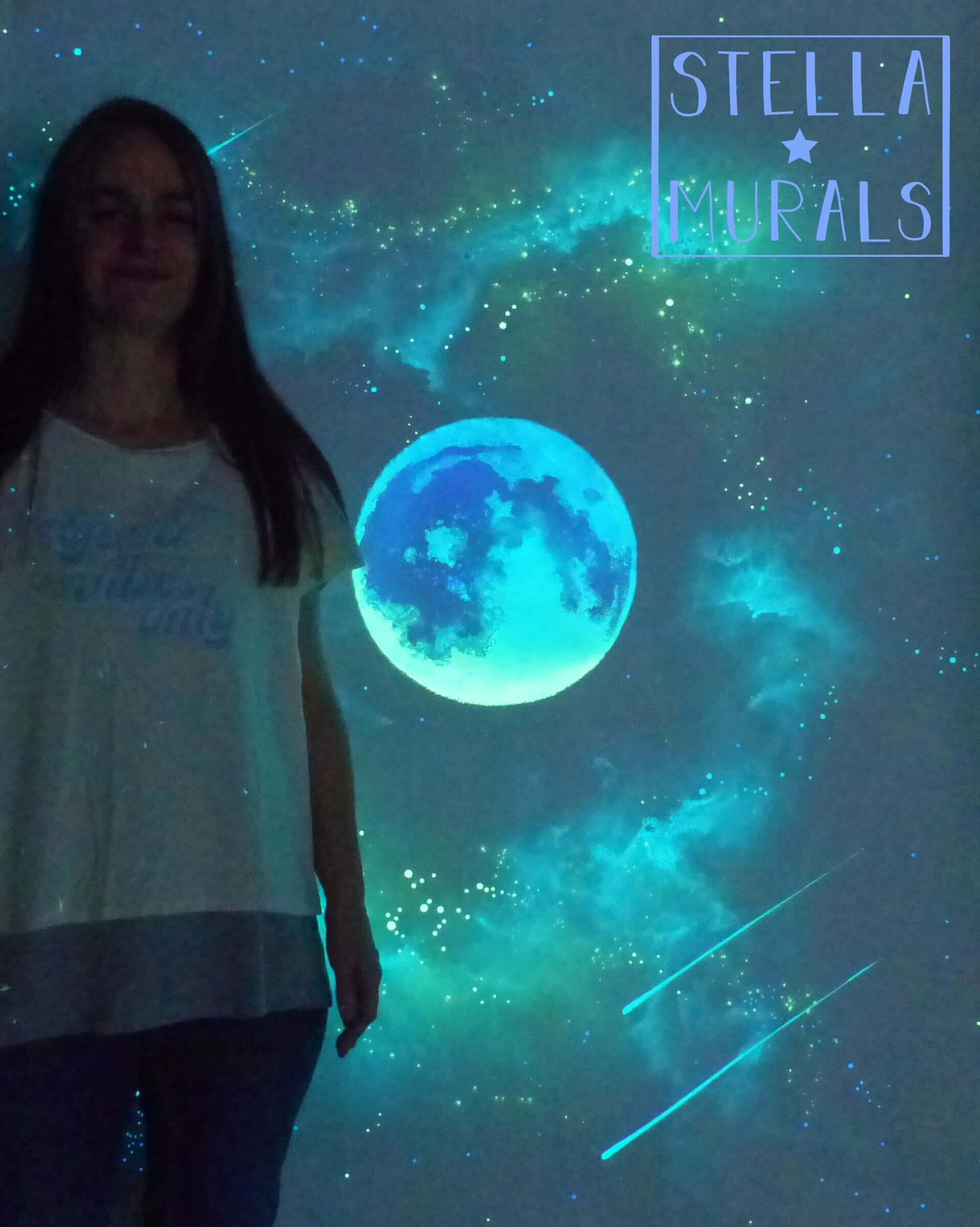 🌕 Glow in the Dark Star Ceiling  XL Large Ombre Moon Decal - Stella Murals
