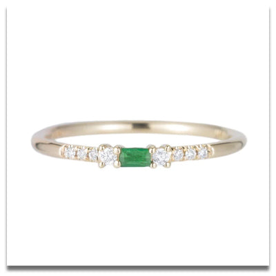 Jennie Kwon Baguette Emerald Petite Equilibrium Ring