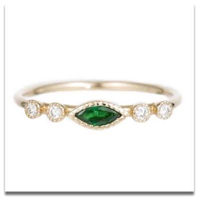 Jennie Kwon Marquise Emerald Dew Ring