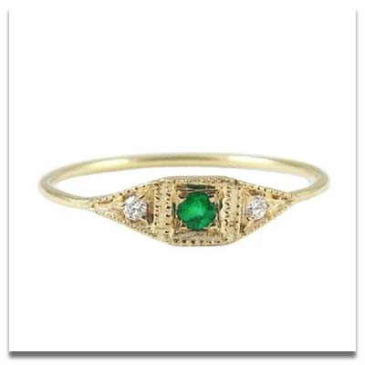 Jennie Kwon Emerald Mini Deco Ring