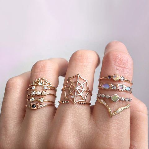 Jennie Kwon rings available in the UK on model's hand