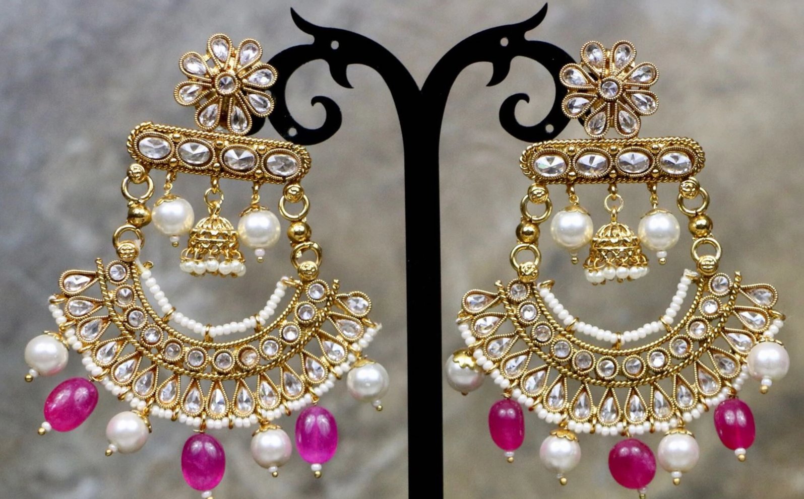 Zairajewellery Kundan Earrings/ Kundan Chandbalis/ Indian Earrings/ Pearl  Earrings /pakistani Earrings / Bollywood Earrings/ Guttapusalu - Etsy  Denmark