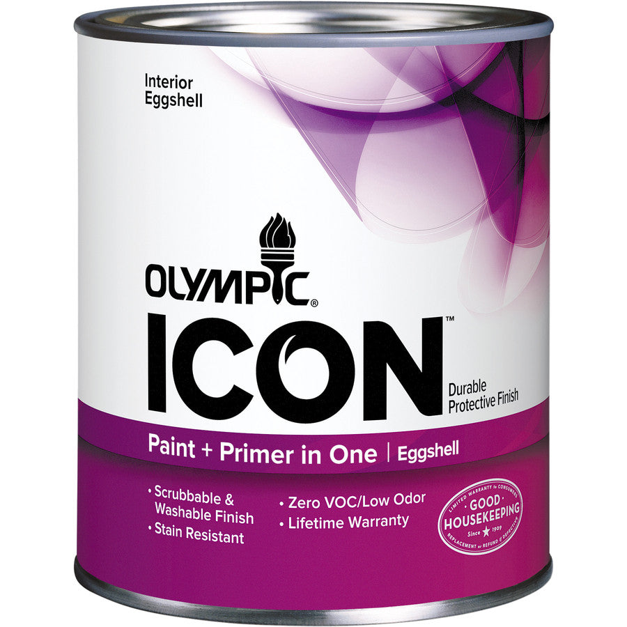 Olympic Icon White Eggshell Latex Interior Paint And Primer In One Actual Net Contents 31 Fl Oz