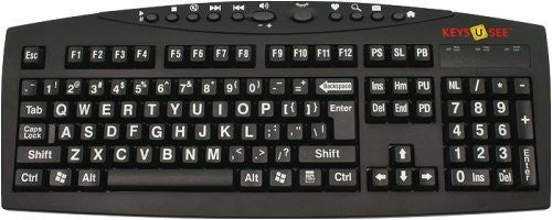 AbleNet Large Print English Black Keyboard with White Letters for the