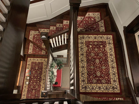 Custom Carpet Stair Treads and Matching Rugs