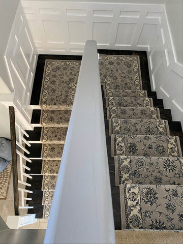 Custom Carpet Ancient garden Stair Runner Installation 57365-9666 Grey