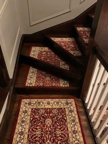 Custom Carpet Stair Treads With Non Slip Pads and Tabs