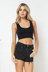 Black Studded Denim Shorts