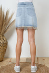 denim rhinestone mini skirt