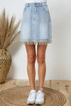 denim rhinestone mini skirt