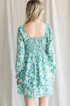 Green/Blue Print Smock Dress +
