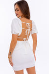 Cream Open Back Tie Dress