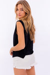 Black Sleeveless W/Fringe Top