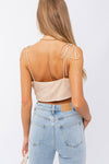 Cream Blocked Crop Top