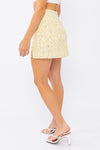 Yellow Floral Slit Mini Skirt