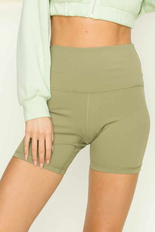 olive short biker shorts