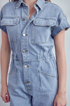 denim button up jumpsuit