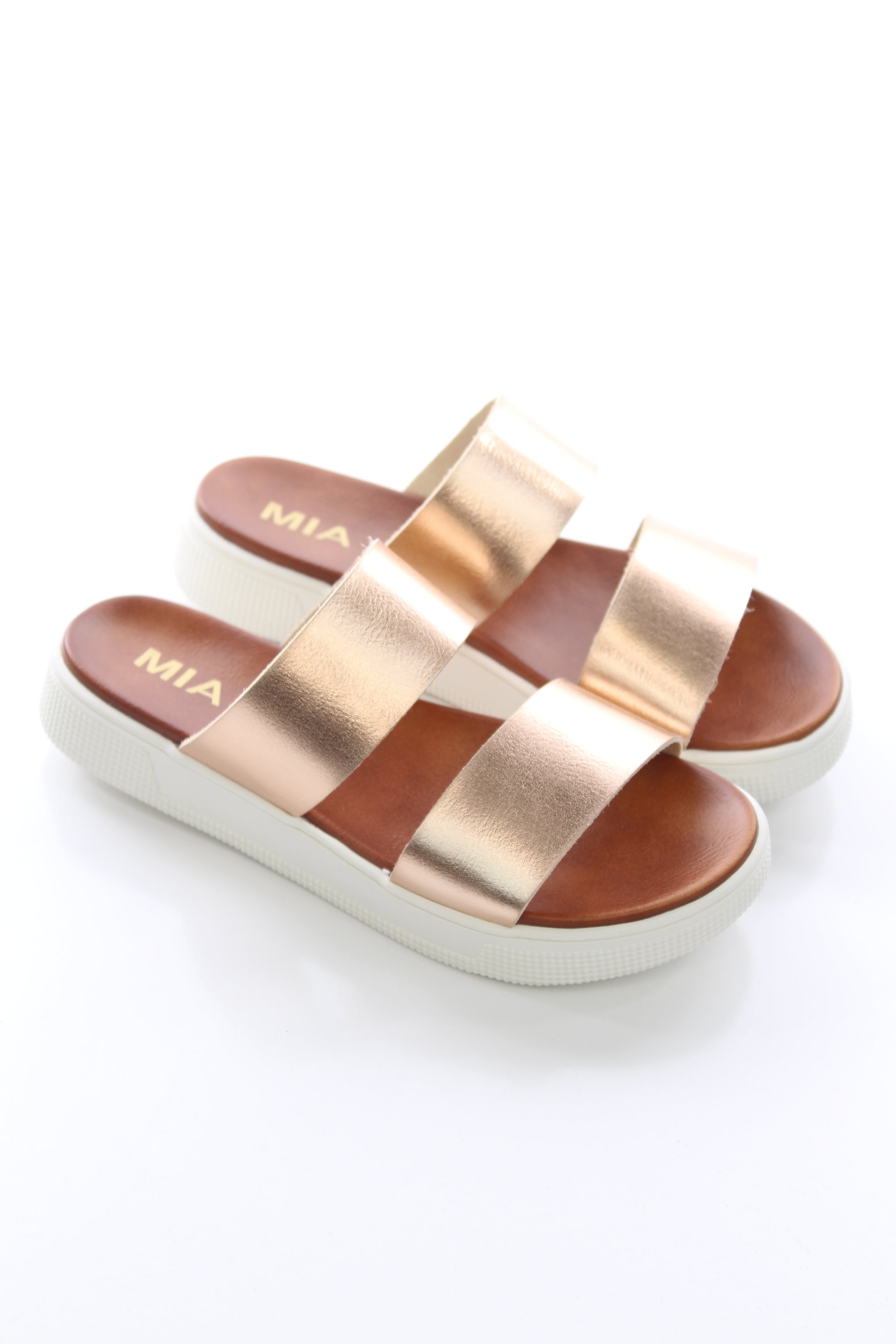 mia sandals rose gold