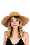 tan raw edge straw hat