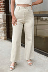 Beige Straight Wide Leg Pants