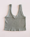 Seamless Ribbed V Tank Top- Sage