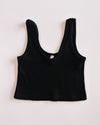 Seamless Ribbed V Tank Top- Black