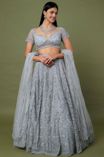 Grey Color Party Wear Lehenga Choli With Fancy Dupatta :: MY SHOPPY LADIES  WEAR