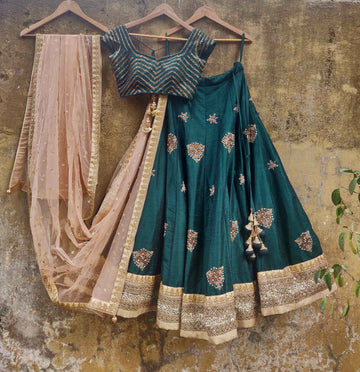 Deep Green Halter Lehenga | Chamee and Palak – KYNAH