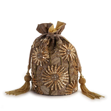 Sunehra Gold Potli Bag With Pearl Handle Strapspotli Bag for Womenzari Potli  Evening Bagethnic Bagsantique Potli Bagsindian Potli Bag - Etsy