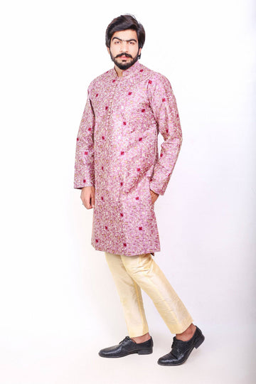 Black Embroidered Kurta and Trouser (Leafy) - The HK Fashion