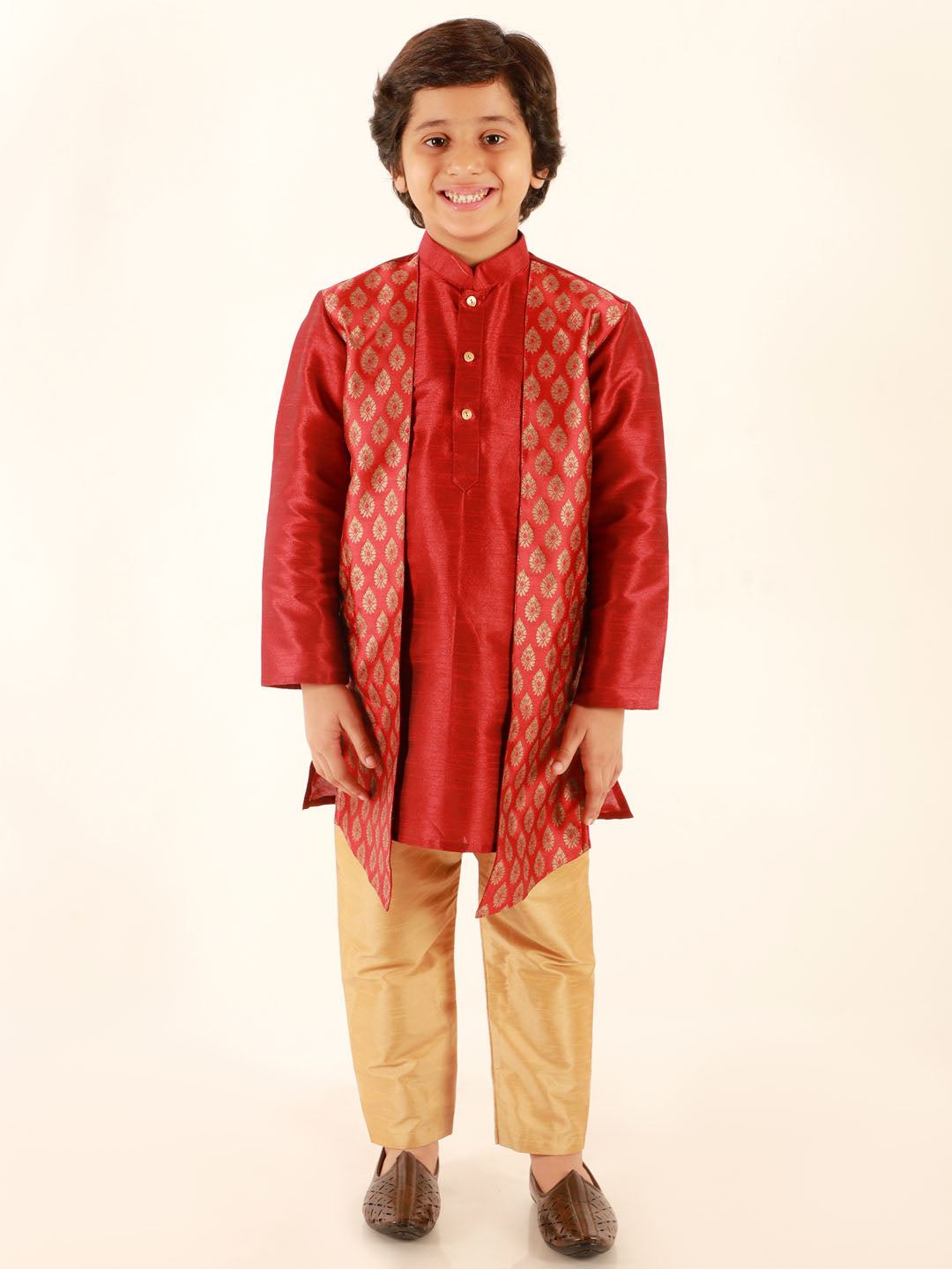 Cotton Blue Men Kurta Pajama Jacket - OUTLUK - 4184717