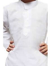 Boys' White Linen Kurta and Pyjama Set