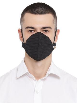 Unisex 3-Ply Quilted Reusable Anti-Pollution, Comfortable Masks in Black - Pack of 1