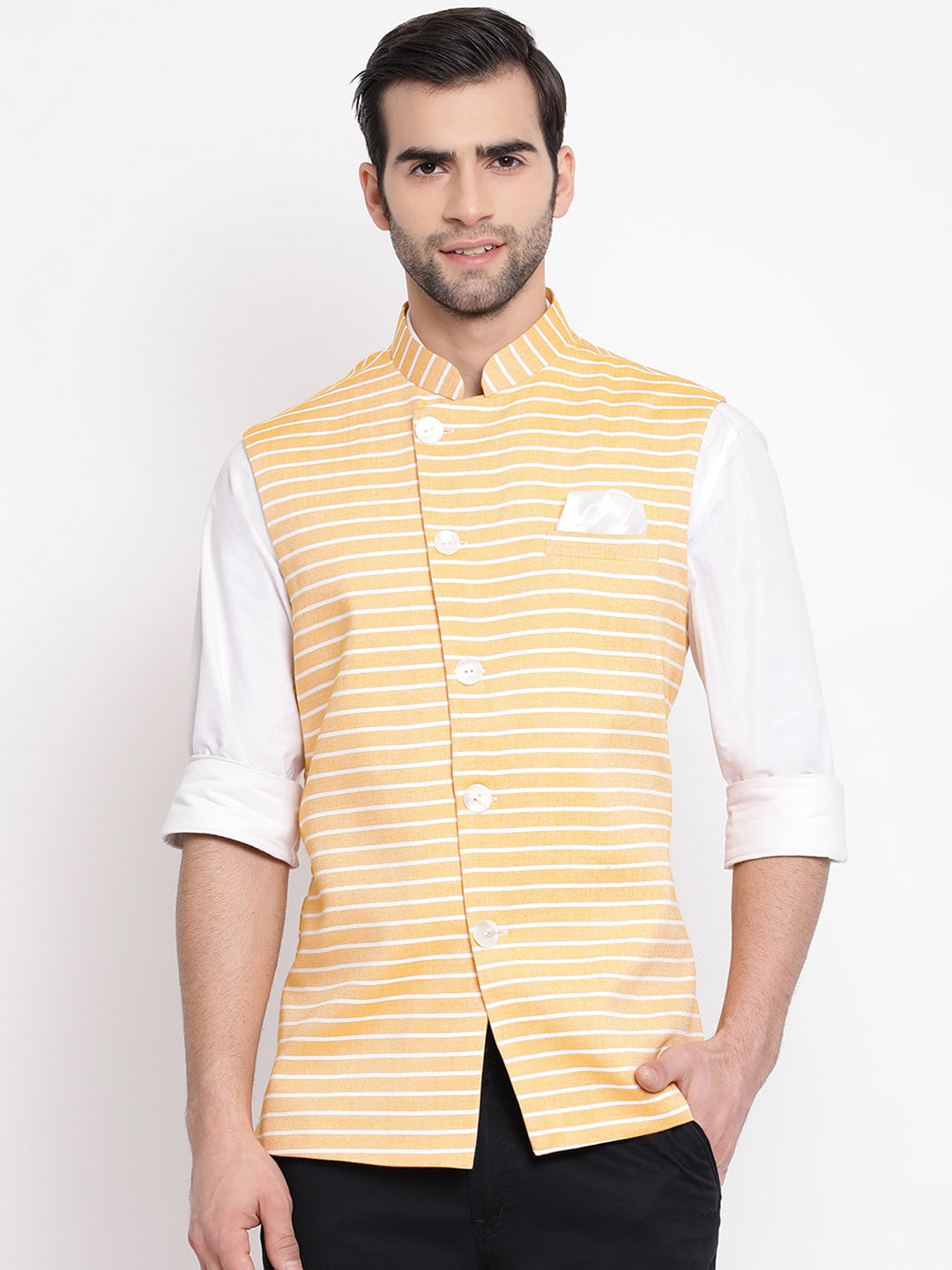 Men's Multicolor-Base-Green Cotton Nehru Jacket - Vastramay | Nehru jackets,  Jackets, Men's ethnic wear