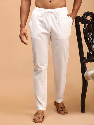 MEN'S WHITE SLIM FIT COTTON TROUSER