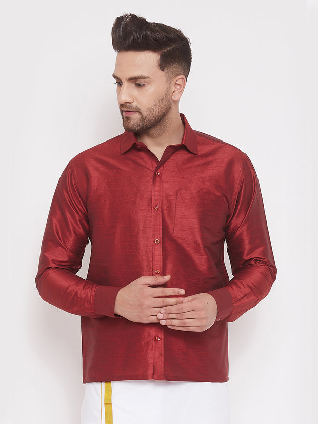 maroon silk shirt mens