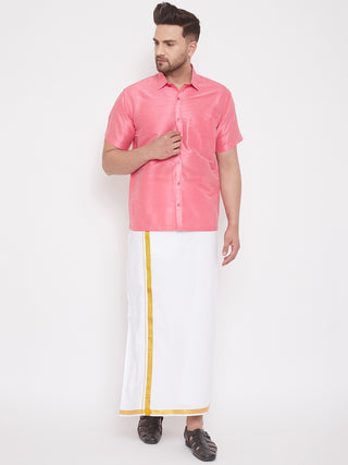 VRIKSHAM Pista Green Color Silk Shirt & Matching Dhoti 2 in 1 Set Full –  Uathayam