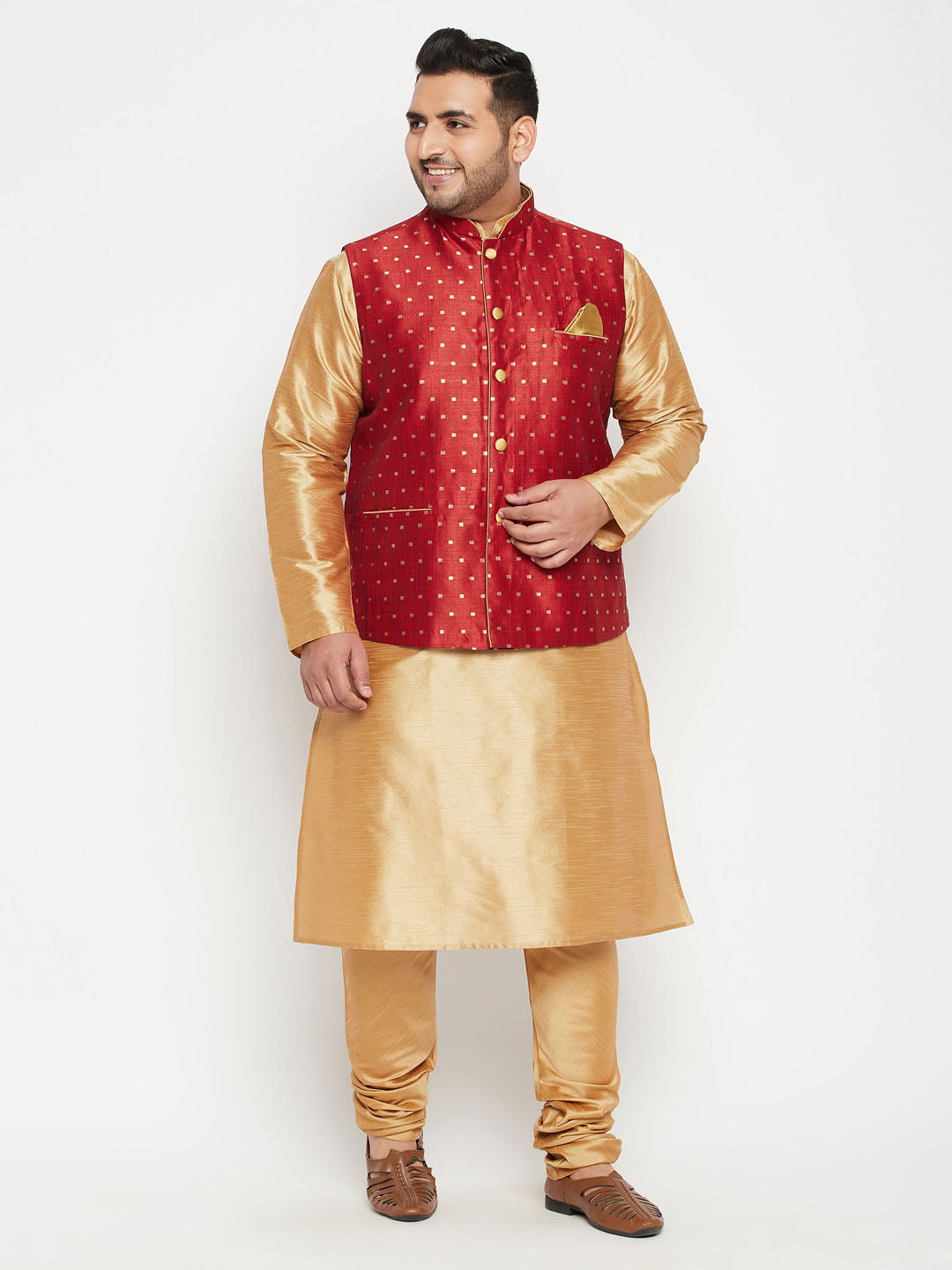 Thread Embroidered Nehru Jacket Set For Men