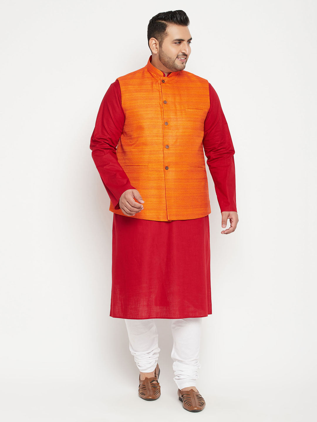 Bollywood Style Handmade Orange White Kurta Pajama Brocade Nehru Jacket Set  Wedding Functions Rakshabandhan Diwali Eid Open Lawn Party - Etsy Denmark