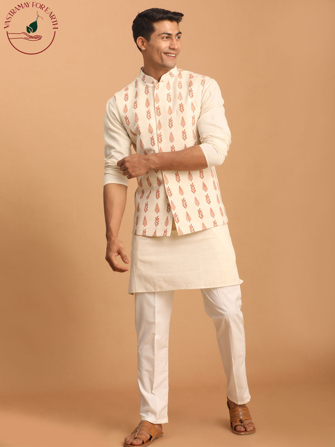 Buy Gold Beige Nehru Jacket And Kurta Set With Resham And Mirror  Embroidered Buttis Online - Kalki Fashion