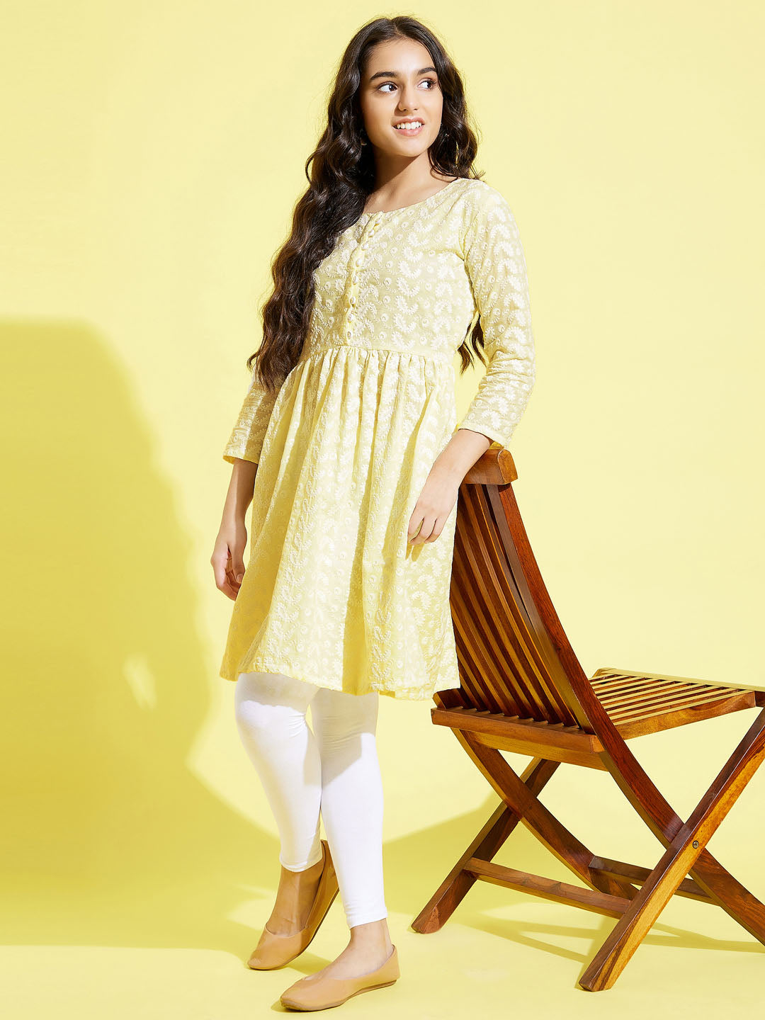 Long Kurti top with Chikan embroidery pant (Kurti top + pants) – RAJA WEDS  RANI