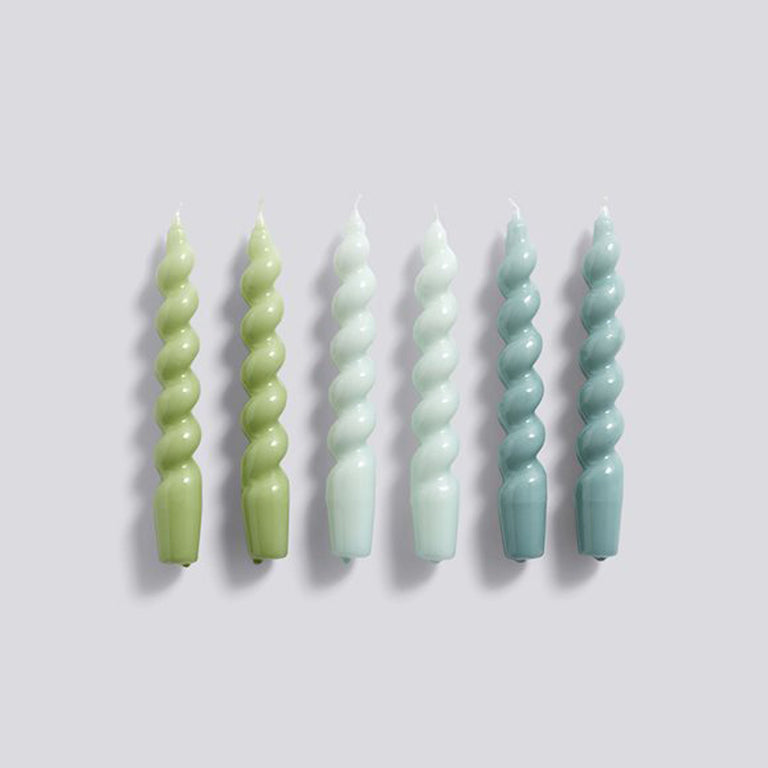 HAY Candele Spiral, set di 6, menta - citrus - bordeaux