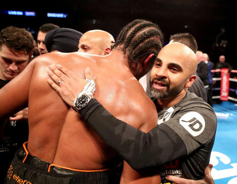 Coldwell with Haye after Bellew Fight