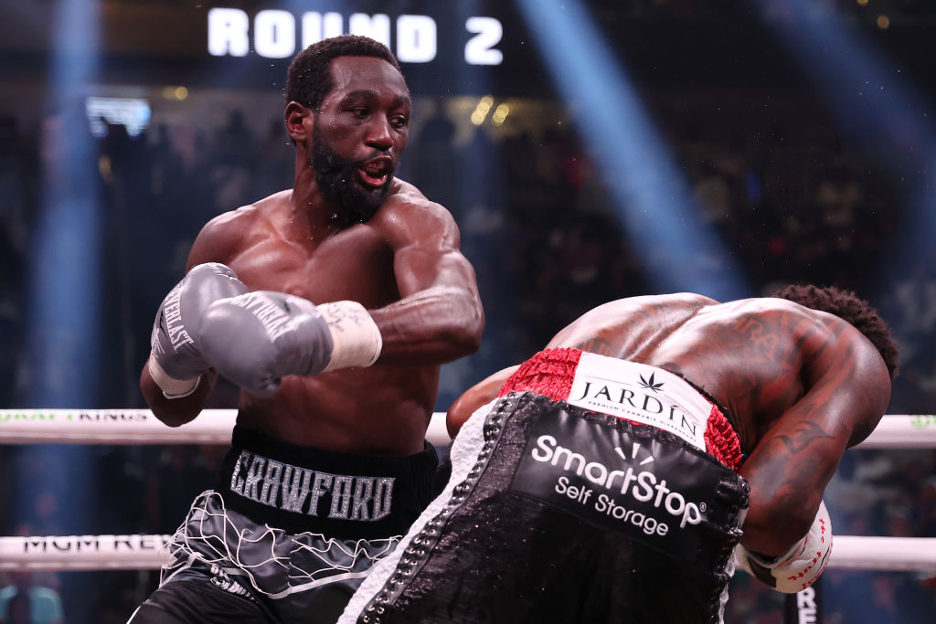 Spence had no answer for Crawford's spiteful jab (Image: Showtime).