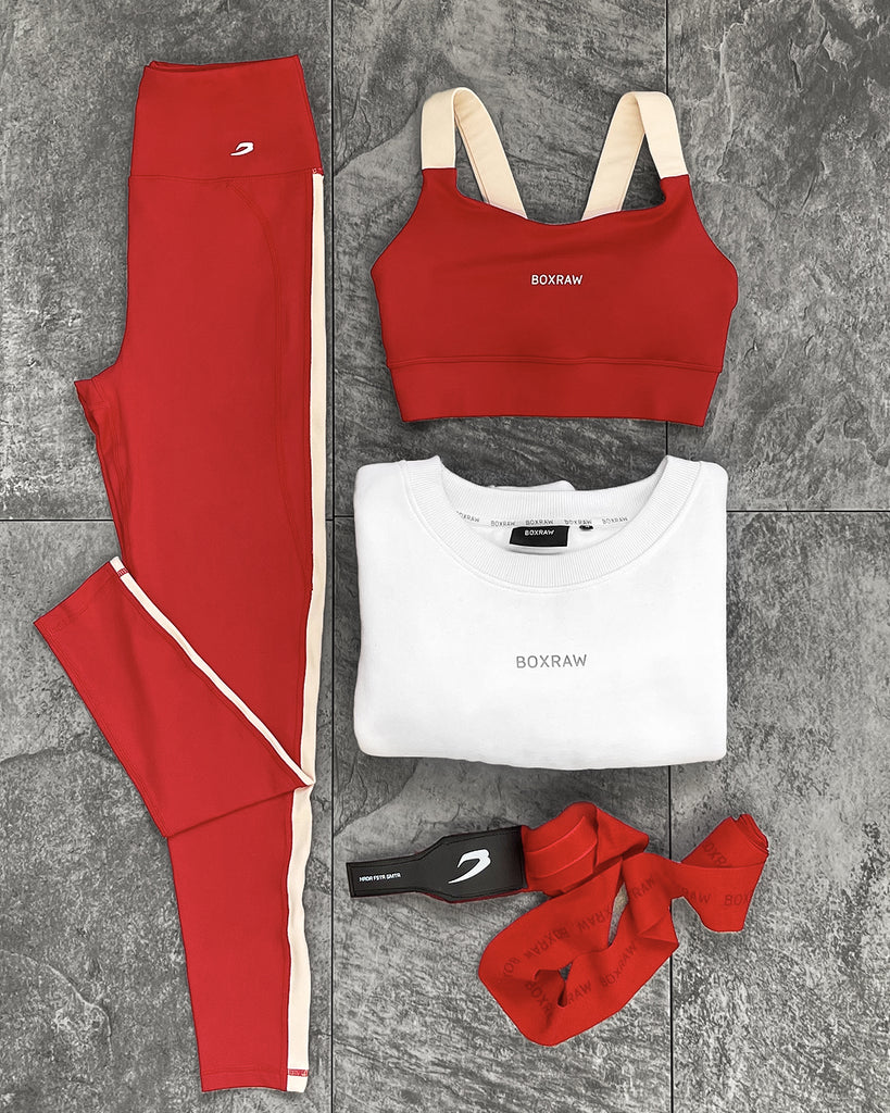 The Red Alicia Set is a great go-to for boxing training at the gym.