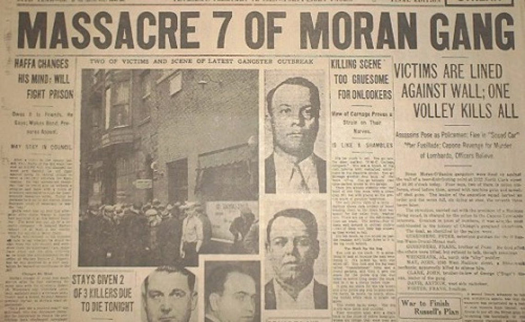 Photo: chicagotribune.com - The Chicago Daily News Headline following the St. Valentine’s Day Massacre.