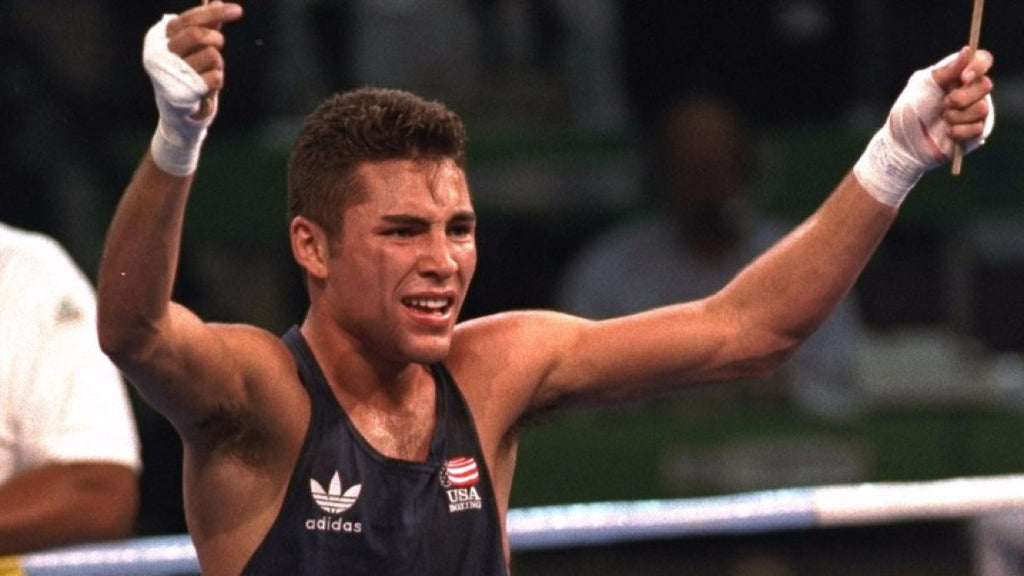 An emotional Oscar De La Hoya dedicated his Olympic success to his late mother (Image: Associated Press).