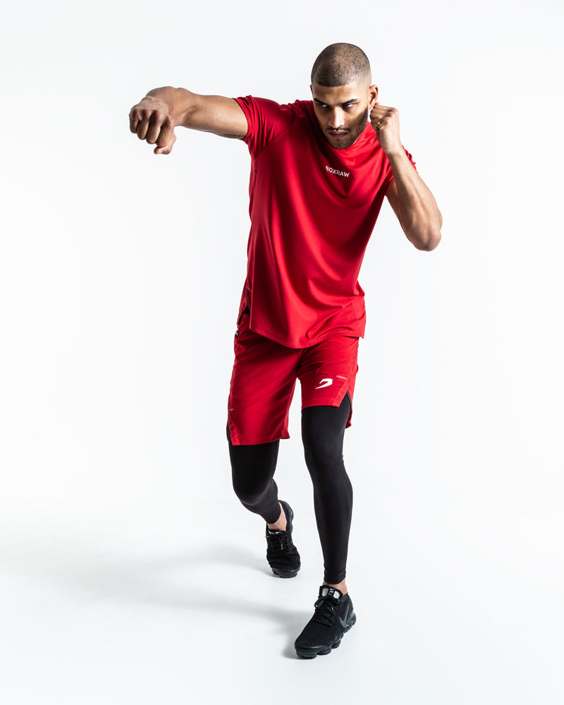 Pep Shorts (2-In-1 Training Tights) - Red/Black | BOXRAW