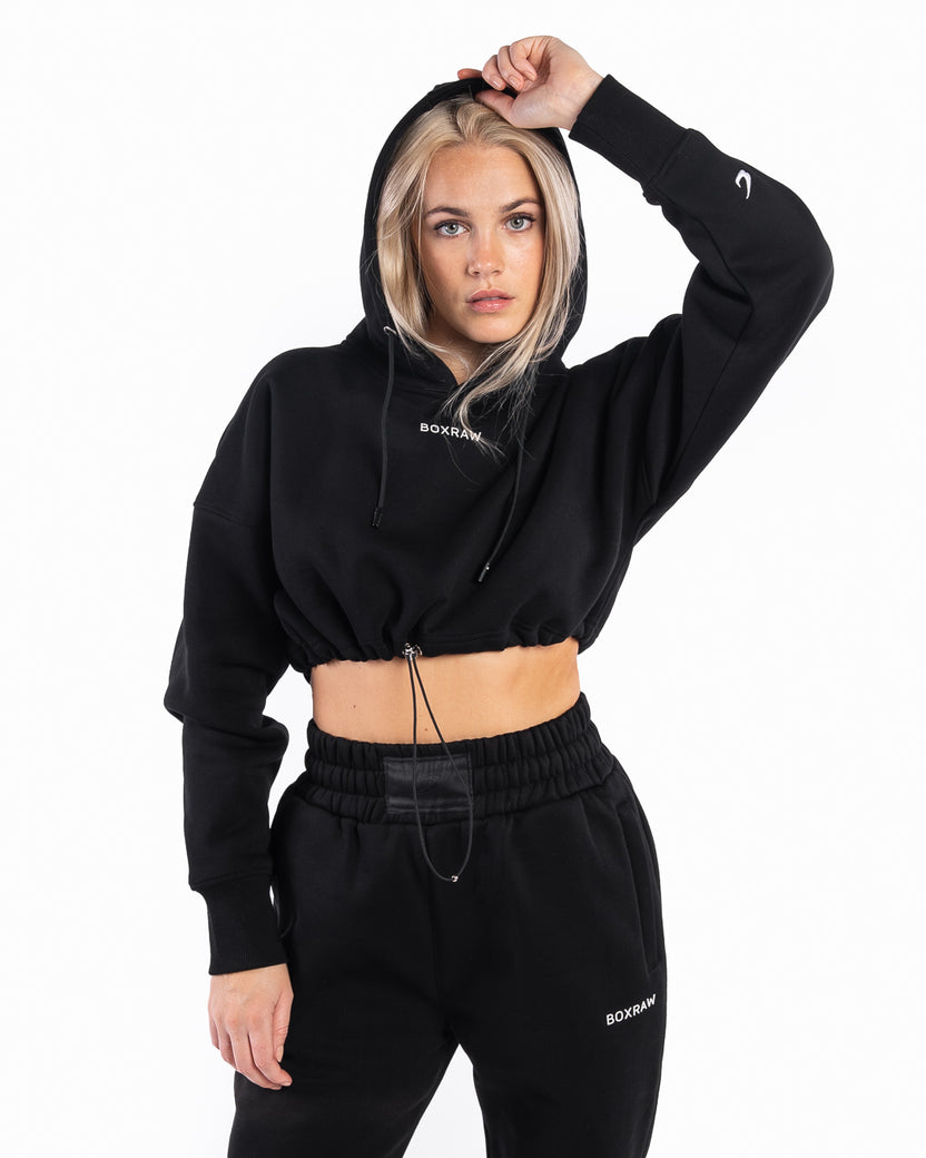 Johnson Cropped Hoodie - Black | BOXRAW