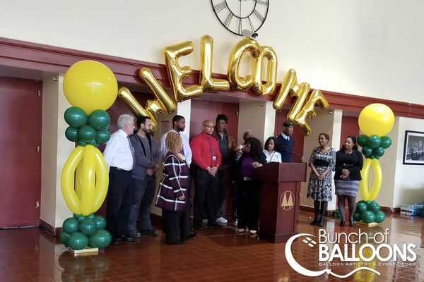 Rochdale Village Ribbon Cutting Balloon Arch and Balloon Columns